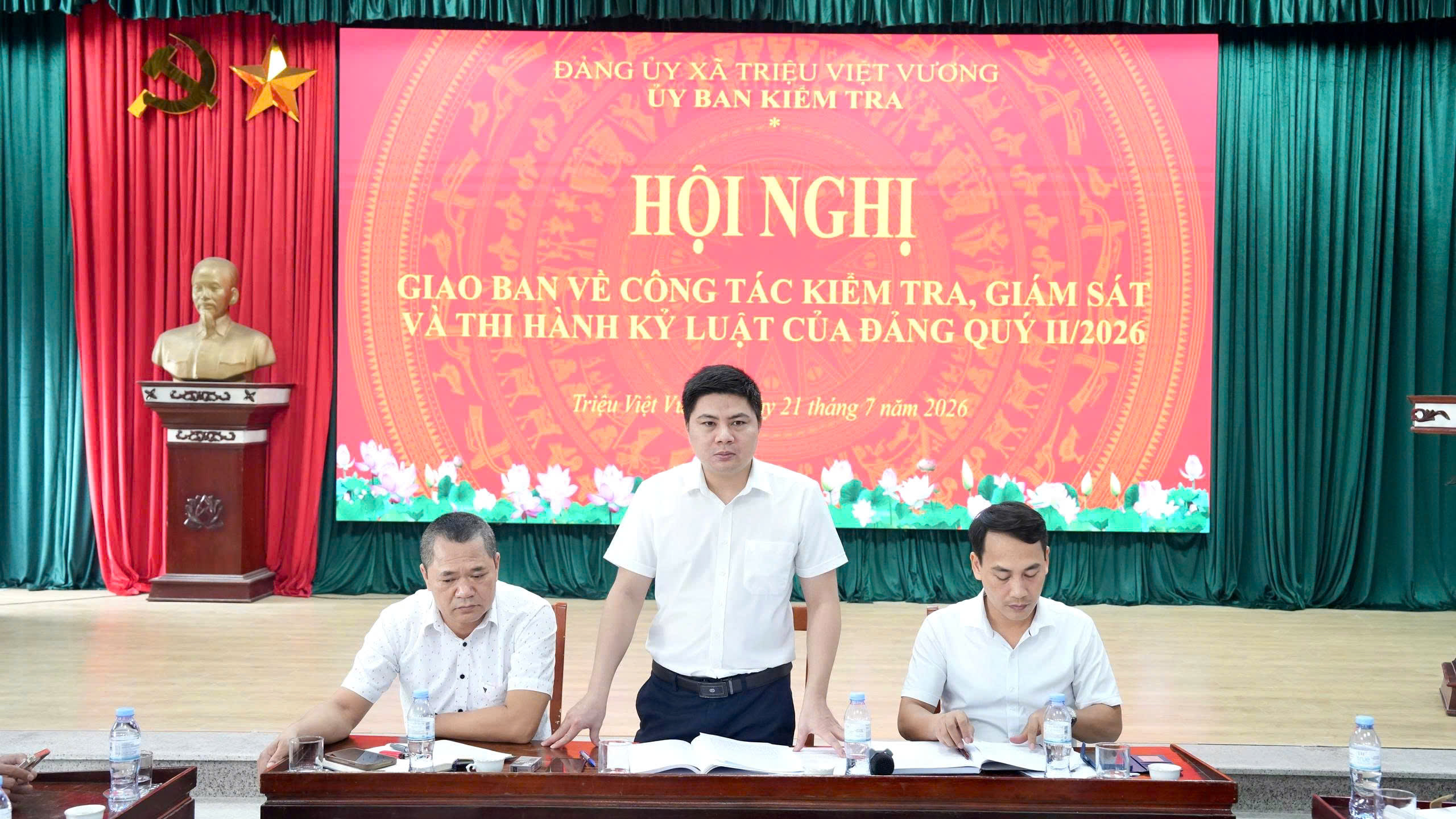 ỦY BAN KIỂM TRA ĐẢNG ỦY XÃ TRIỆU VIỆT VƯƠNG TỔ CHỨC HỘI NGHỊ GIAO BAN CÔNG TÁC KIỂM TRA, GIÁM SÁT QUÝ II NĂM 2026