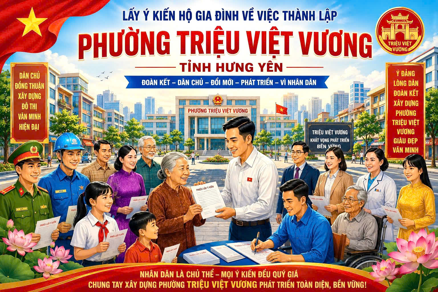 XÃ TRIỆU VIỆT VƯƠNG TỔ CHỨC LẤY Ý KIẾN NHÂN DÂN VỀ VIỆC THÀNH LẬP PHƯỜNG