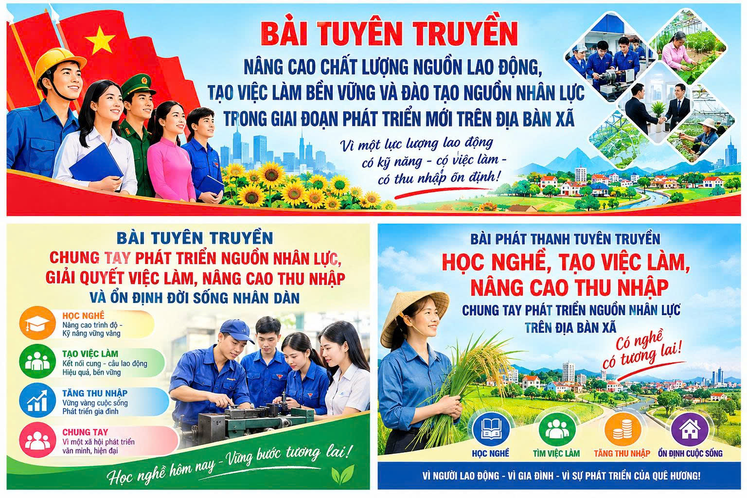 NÂNG CAO CHẤT LƯỢNG NGUỒN LAO ĐỘNG, TẠO VIỆC LÀM BỀN VỮNG VÀ ĐÀO TẠO NGUỒN NHÂN LỰC TRONG GIAI ĐOẠN PHÁT TRIỂN MỚI TRÊN ĐỊA BÀN XÃ