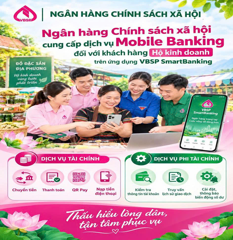 NHCSXH TRIỂN KHAI DỊCH VỤ MOBILE BANKING DÀNH CHO KHÁCH HÀNG HỘ KINH DOANH